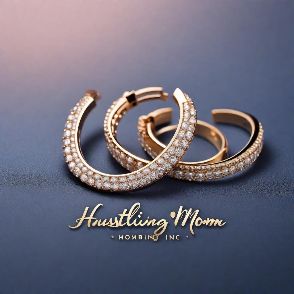  A sleek, modern logo design featuring the business name 'Hustling Mom Bling Inc'. The logo should have elegant typography, with 'Hustling Mom' in a stylish serif font and 'Bling Inc' in a sparkling, script-like font. The color scheme includes gold, silver, and rose gold with neutral tones like black, white, and deep navy. The design incorporates subtle shimmering effects like small glittering stars or a diamond icon. The layout has 'Hustling Mom' on one line and 'Bling Inc' beneath it, with a slight curve to give a dynamic flow. The overall style is modern, clean, and luxurious. hyperrealistic, full body, detailed clothing, highly detailed, cinematic lighting, stunningly beautiful, intricate, sharp focus, f/1. 8, 85mm, (centered image composition), (professionally color graded), ((bright soft diffused light)), volumetric fog, trending on instagram, trending on tumblr, HDR 4K, 8K