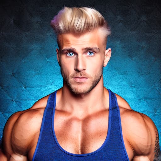 portrait+ style Russian queer fitness model blonde hunk dilf dude face