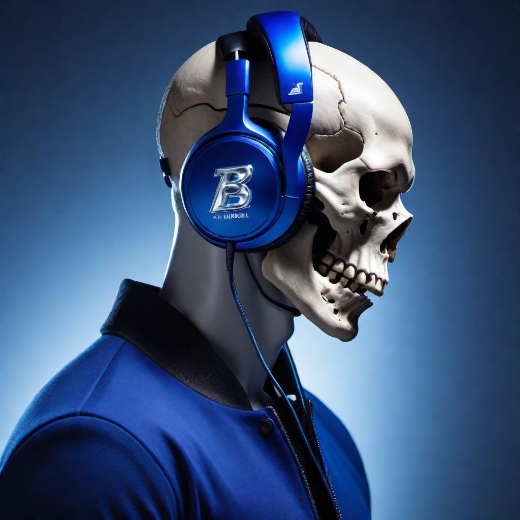  A logo for the rap name 'B.RayOnDaTrack' incorporating a cobalt blue record, the name 'B.RayOnDaTrack,' and a skull wearing headphones. The design should include the text 'B.RayOnDaTrack' prominently along with the graphical elements to create a cohesive and cool logo suitable for the music industry. hyperrealistic, full body, detailed clothing, highly detailed, cinematic lighting, stunningly beautiful, intricate, sharp focus, f/1. 8, 85mm, (centered image composition), (professionally color graded), ((bright soft diffused light)), volumetric fog, trending on instagram, trending on tumblr, HDR 4K, 8K