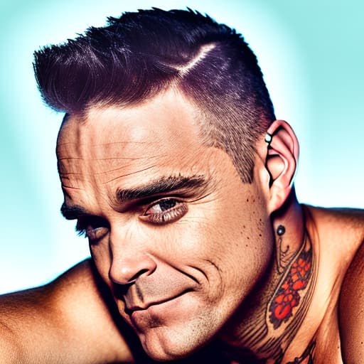 portrait+ style Robbie Williams queer face