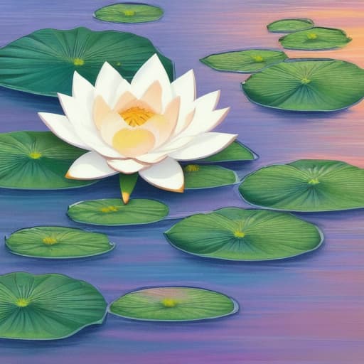  Image of 1 white lotus flower in heaven with serenity tone and holy spirituality mood create overall image in very lovely pastel palette