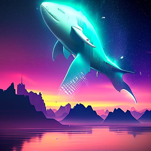 nvinkpunk whale, ocean, moon, stars hyperrealistic, full body, detailed clothing, highly detailed, cinematic lighting, stunningly beautiful, intricate, sharp focus, f/1. 8, 85mm, (centered image composition), (professionally color graded), ((bright soft diffused light)), volumetric fog, trending on instagram, trending on tumblr, HDR 4K, 8K