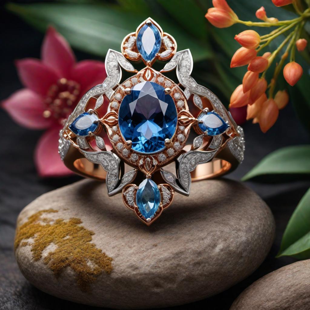  flower-shaped stone settings using round cut, trillion cut, and marquise cut gemstones hyperrealistic, full body, detailed clothing, highly detailed, cinematic lighting, stunningly beautiful, intricate, sharp focus, f/1. 8, 85mm, (centered image composition), (professionally color graded), ((bright soft diffused light)), volumetric fog, trending on instagram, trending on tumblr, HDR 4K, 8K