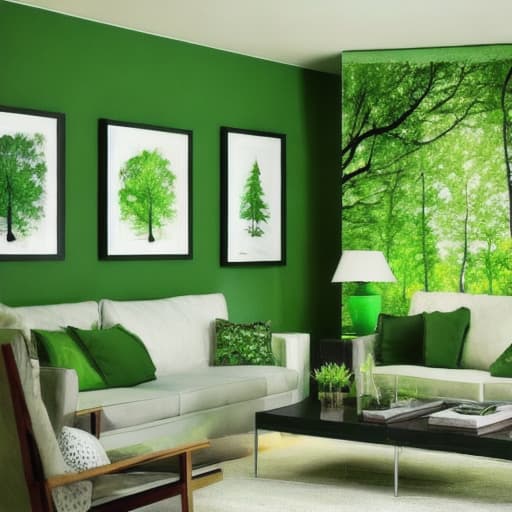  Green interior design with trees