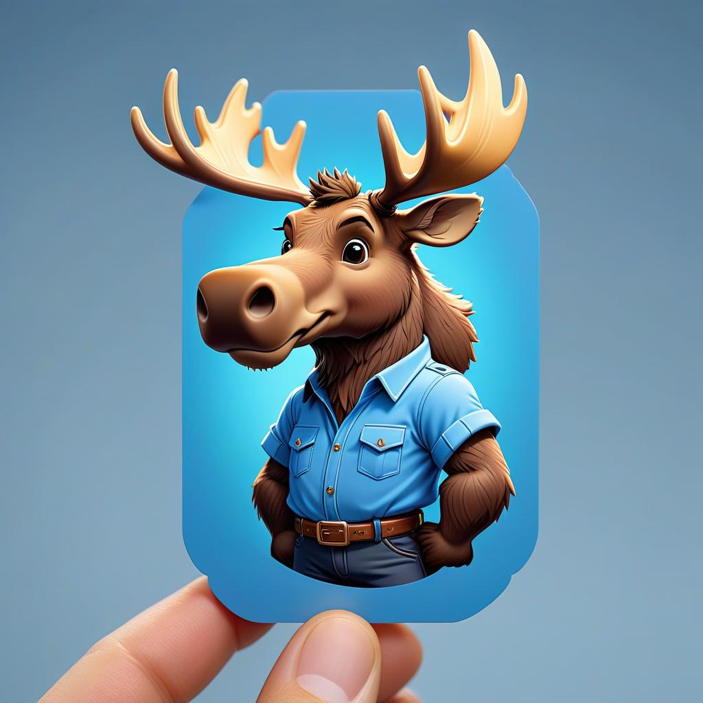  retro game art Stickerpack. A humanized cute moose in a blue shirt. with a white outline along the contour and a clear blue background 16 bit, vibrant colors, pixelated, nostalgic, charming, fun . 16 bit, vibrant colors, pixelated, nostalgic, charming, fun, STICKER hyperrealistic, full body, detailed clothing, highly detailed, cinematic lighting, stunningly beautiful, intricate, sharp focus, f/1. 8, 85mm, (centered image composition), (professionally color graded), ((bright soft diffused light)), volumetric fog, trending on instagram, trending on tumblr, HDR 4K, 8K