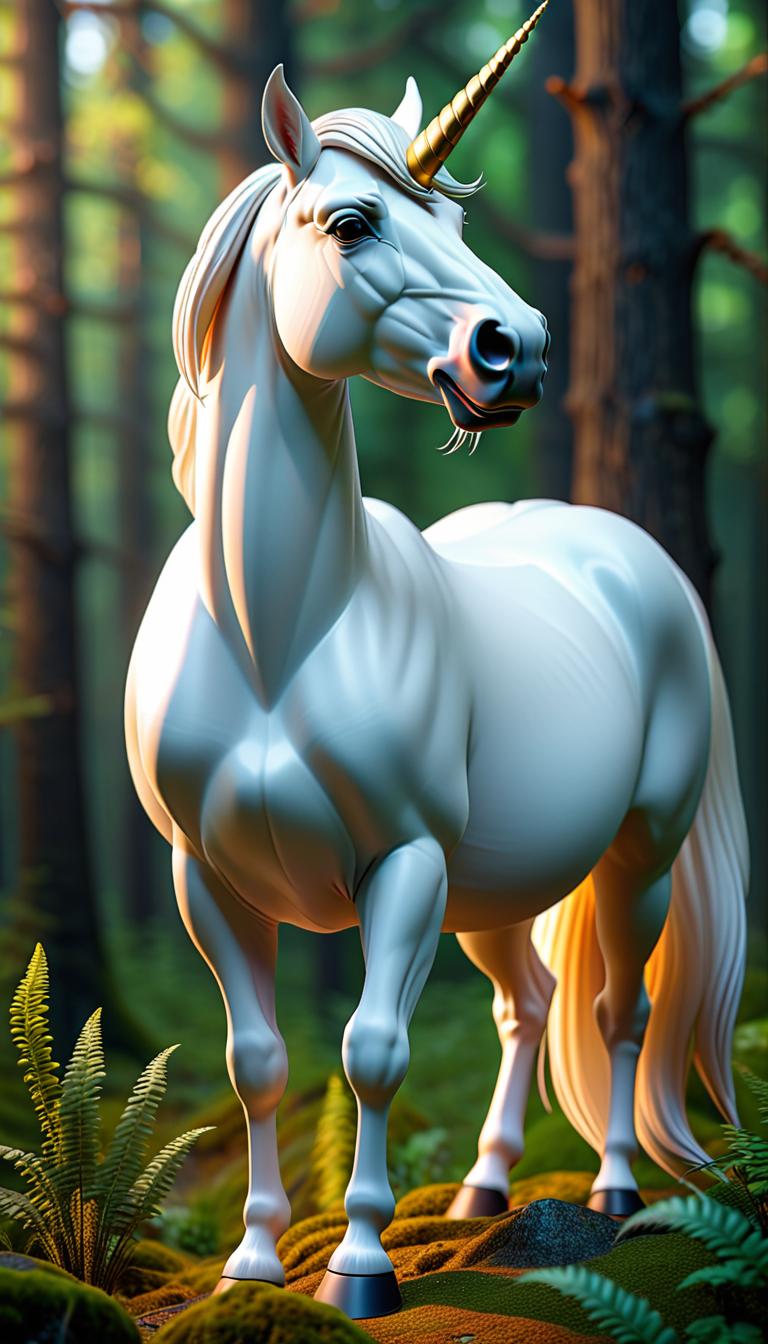  Professional 3D model of An incredibly beautiful unicorn is in the forest. . Rendered with Octane, the model is highly detailed,dramatic lighting. hyperrealistic, full body, detailed clothing, highly detailed, cinematic lighting, stunningly beautiful, intricate, sharp focus, f/1. 8, 85mm, (centered image composition), (professionally color graded), ((bright soft diffused light)), volumetric fog, trending on instagram, trending on tumblr, HDR 4K, 8K