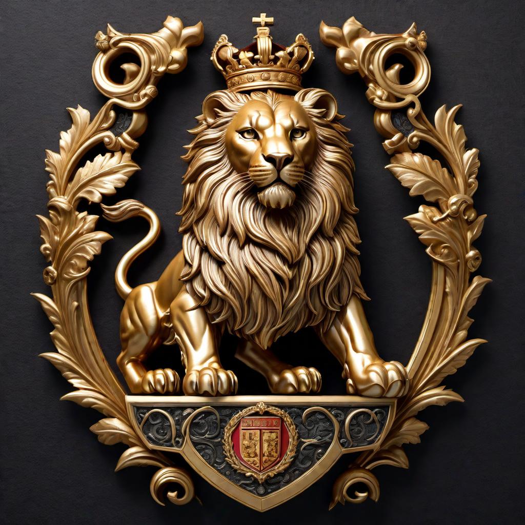  A family crest for the name 'Chambers' with a rich and intricate design that includes the word 'CHAMBERS' in bold, gold letters integrated into the crest. Retain traditional heraldic elements such as a shield, helmet, lion, oak tree, and castle. Ensure the lettering is elegantly incorporated to enhance the historic and dignified look of the crest. hyperrealistic, full body, detailed clothing, highly detailed, cinematic lighting, stunningly beautiful, intricate, sharp focus, f/1. 8, 85mm, (centered image composition), (professionally color graded), ((bright soft diffused light)), volumetric fog, trending on instagram, trending on tumblr, HDR 4K, 8K