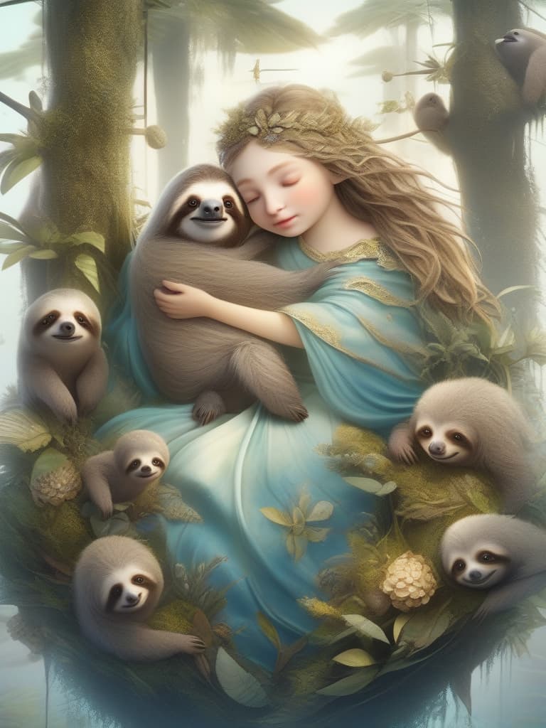  (((girl metamorphosis sloth))), masterpiece, best quality,8k,ultra detailed,high resolution,an extremely delicate and beautiful,hyper detail