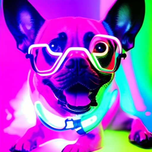 Cool kawaii dog glowing neon colorful