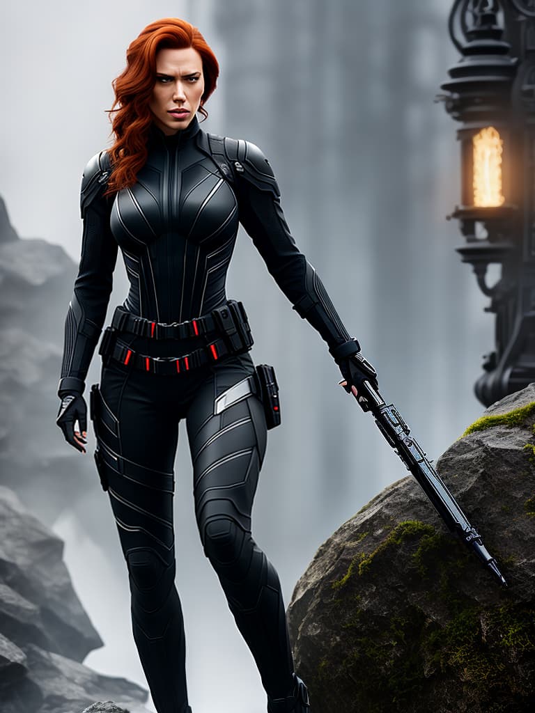  black widow hyperrealistic, full body, detailed clothing, highly detailed, cinematic lighting, stunningly beautiful, intricate, sharp focus, f/1. 8, 85mm, (centered image composition), (professionally color graded), ((bright soft diffused light)), volumetric fog, trending on instagram, trending on tumblr, HDR 4K, 8K