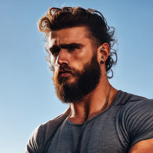 portrait+ style Russian queer fitness model brunette hunk dilf dude face