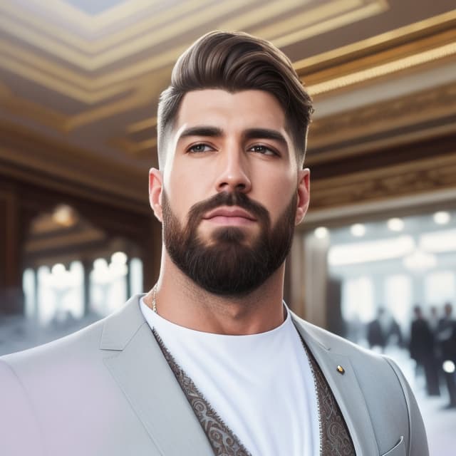  firm handsom beared hyperrealistic, full body, detailed clothing, highly detailed, cinematic lighting, stunningly beautiful, intricate, sharp focus, f/1. 8, 85mm, (centered image composition), (professionally color graded), ((bright soft diffused light)), volumetric fog, trending on instagram, trending on tumblr, HDR 4K, 8K
