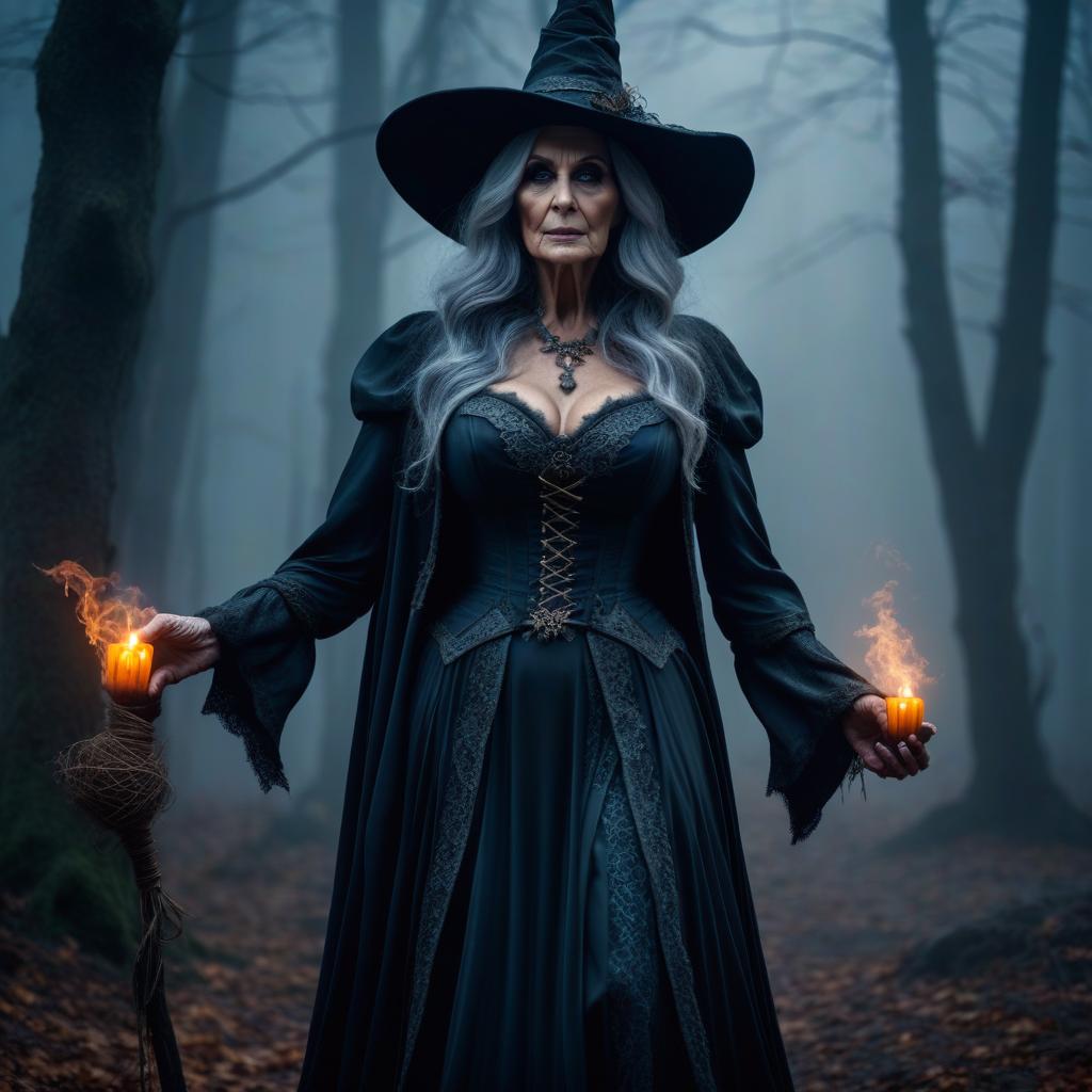  old scary witch crooked hyperrealistic, full body, detailed clothing, highly detailed, cinematic lighting, stunningly beautiful, intricate, sharp focus, f/1. 8, 85mm, (centered image composition), (professionally color graded), ((bright soft diffused light)), volumetric fog, trending on instagram, trending on tumblr, HDR 4K, 8K