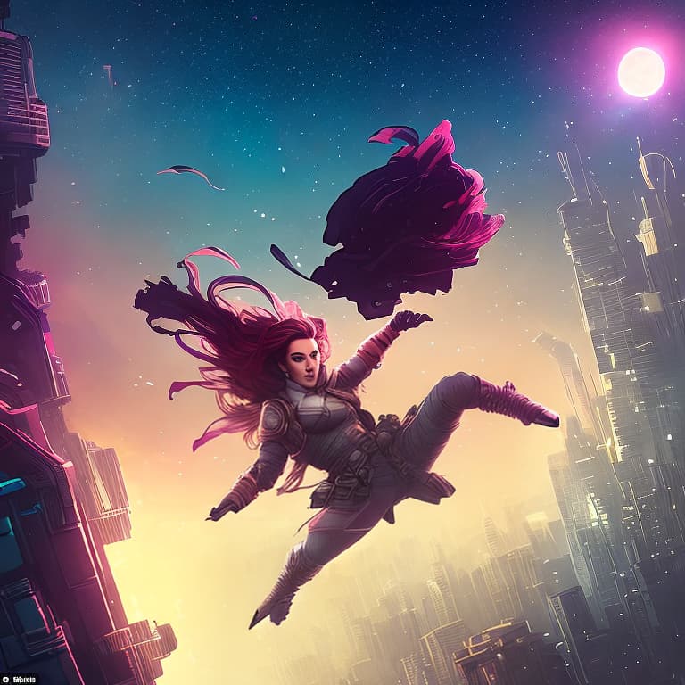 nvinkpunk a girl falling from moon hyperrealistic, full body, detailed clothing, highly detailed, cinematic lighting, stunningly beautiful, intricate, sharp focus, f/1. 8, 85mm, (centered image composition), (professionally color graded), ((bright soft diffused light)), volumetric fog, trending on instagram, trending on tumblr, HDR 4K, 8K