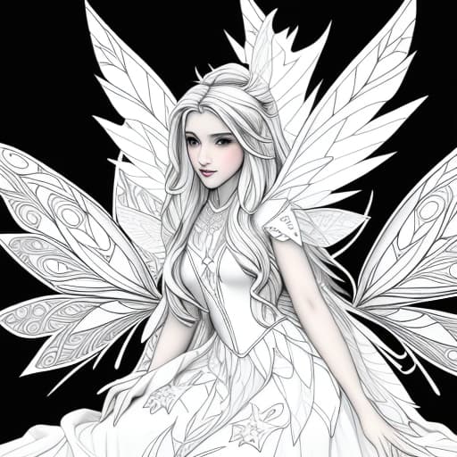  Black s white coloring book fairy