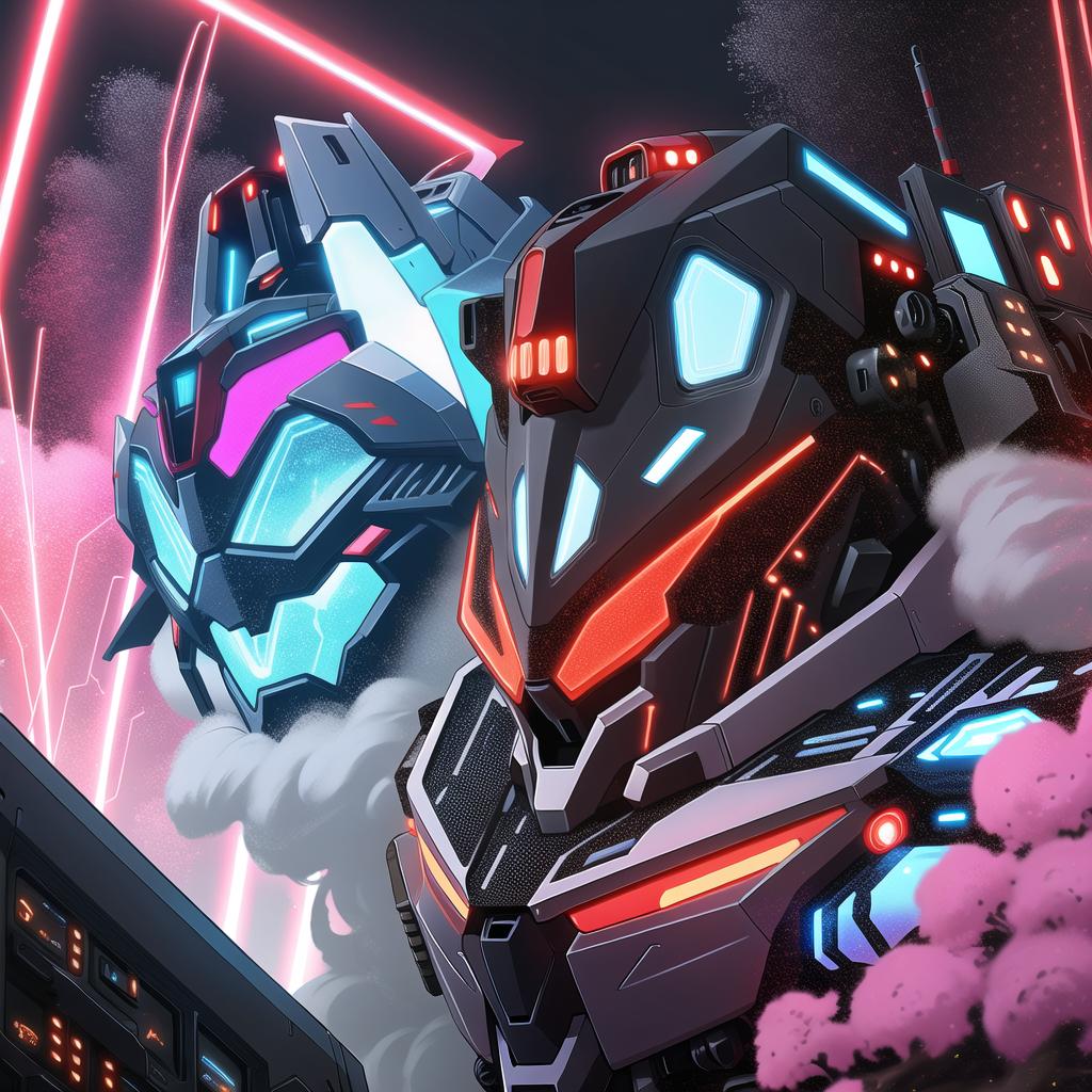  ((mecha)), exosuit, <lora:Mecha:0.8), <lora:add_detail:1.5), ultra sharp, detailed, science_fiction, red and black colors, (((made of computer chips, wires))), glowing in the dark, neon details, intricate, mecha masterpiece, detailed mech armor