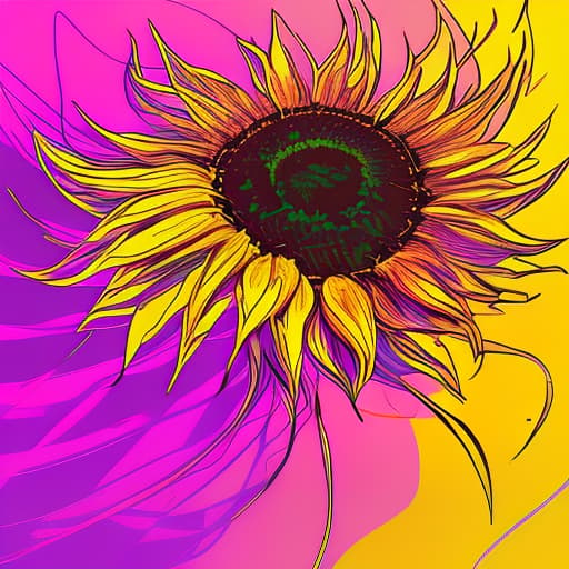 nvinkpunk Sunflower in swirling paint with swirl background