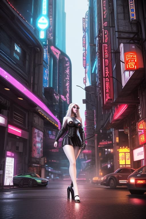  ultra realistic picture ((beautiful pale cyberpunk female with heavy black eyeliner)), blue eyes, carmin red lips, very long hair, wavy hair, White hair, medium breasts, topless, tits piercing, deep cleavage, belly button, navel piercing, ring, leather jacket, White skirt, mini skirt, High heels, hyper détails, sidelighting, magic neon, dark red city, hyperrealistic, full body, detailed clothing, highly detailed, cinematic lighting, stunningly beautiful, intricate, sharp focus, f/1. 8, 85mm, (centered image composition), (professionally color graded), ((bright soft diffused light)), volumetric fog, trending on instagram, trending on tumblr, HDR 4K, 8K