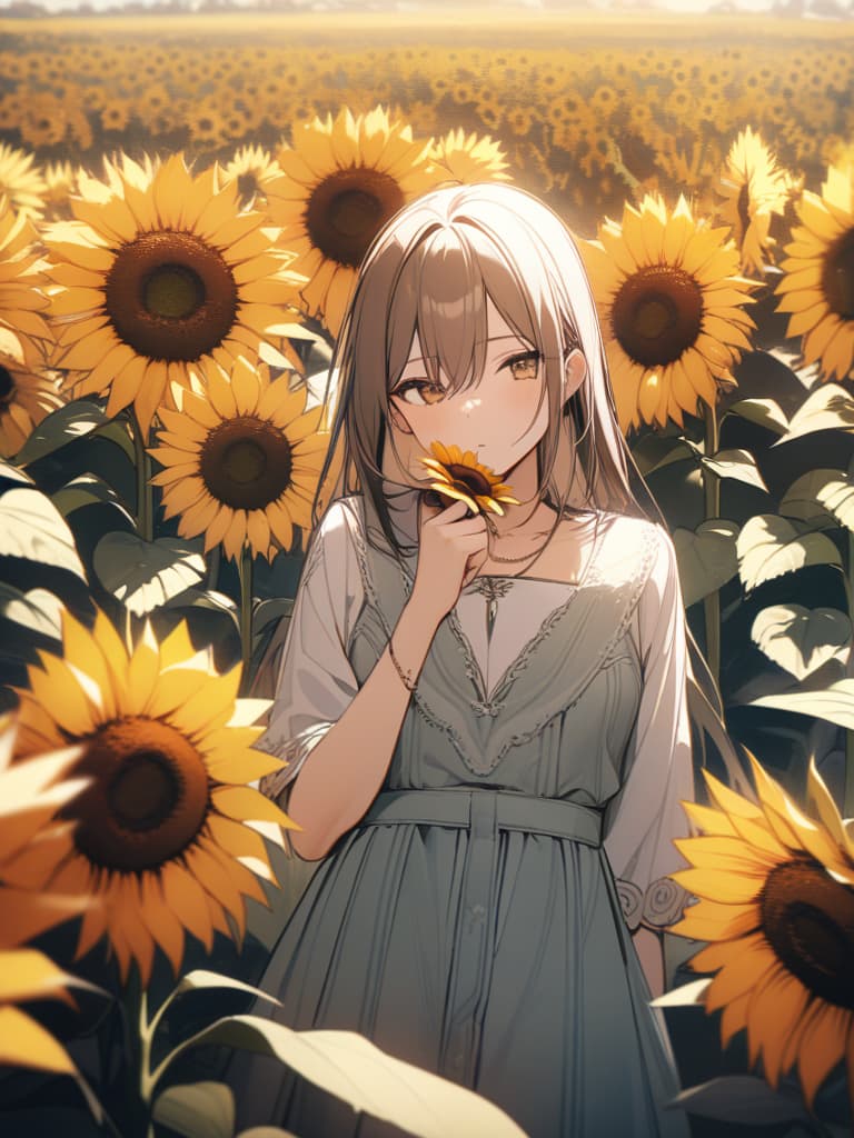  Sunflower field, masterpiece, best quality,8k,ultra detailed,high resolution,an extremely delicate and beautiful,hyper detail