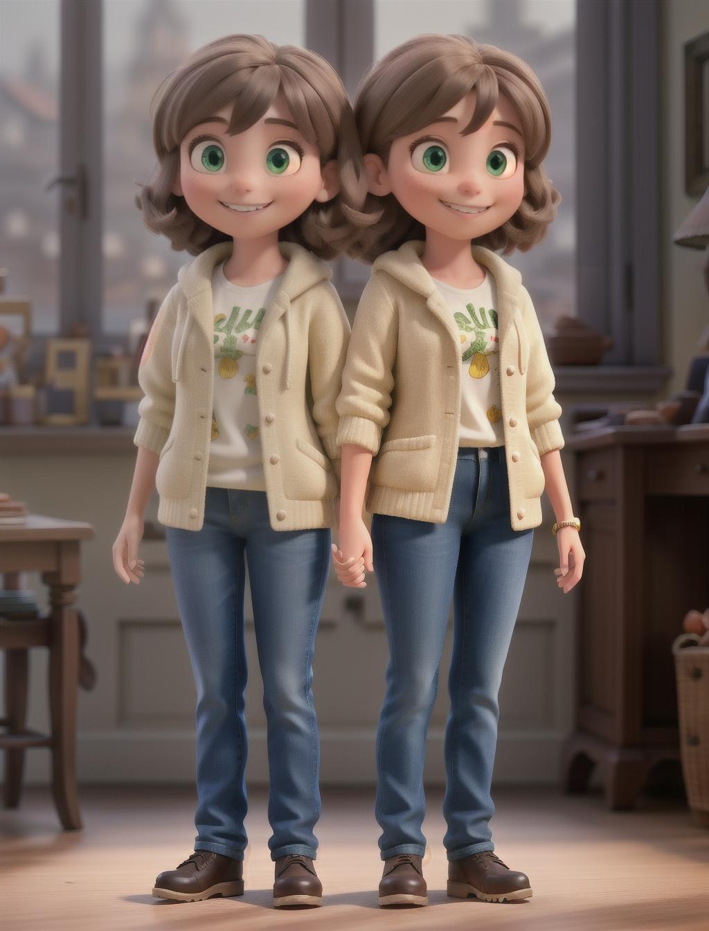  2 kids standing up full body showing smiles very cute from America hyperrealistic, full body, detailed clothing, highly detailed, cinematic lighting, stunningly beautiful, intricate, sharp focus, f/1. 8, 85mm, (centered image composition), (professionally color graded), ((bright soft diffused light)), volumetric fog, trending on instagram, trending on tumblr, HDR 4K, 8K