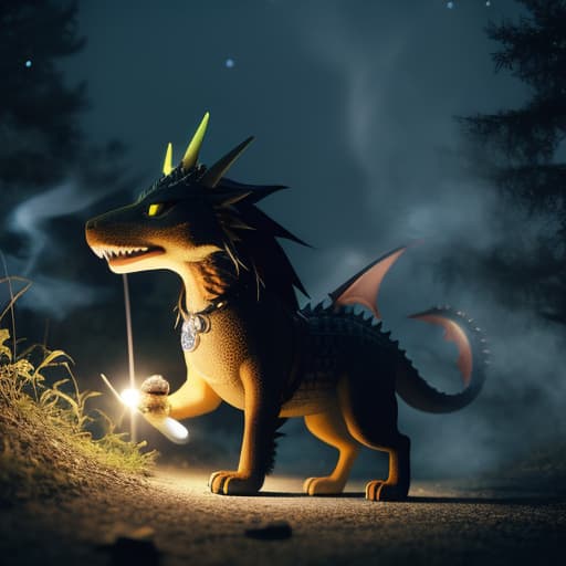  Famous artist Snoop Dogg walking his pet dragon while smoking a large amount of Marijuana. theme 420 fest, background Starry Night, ultra detailed, hyper focus, unreal engine, masterpiece, high rez,, hyperrealistic, high quality, highly detailed, cinematic lighting, intricate, sharp focus, f/1. 8, 85mm, (centered image composition), (professionally color graded), ((bright soft diffused light)), volumetric fog, trending on instagram, HDR 4K, 8K