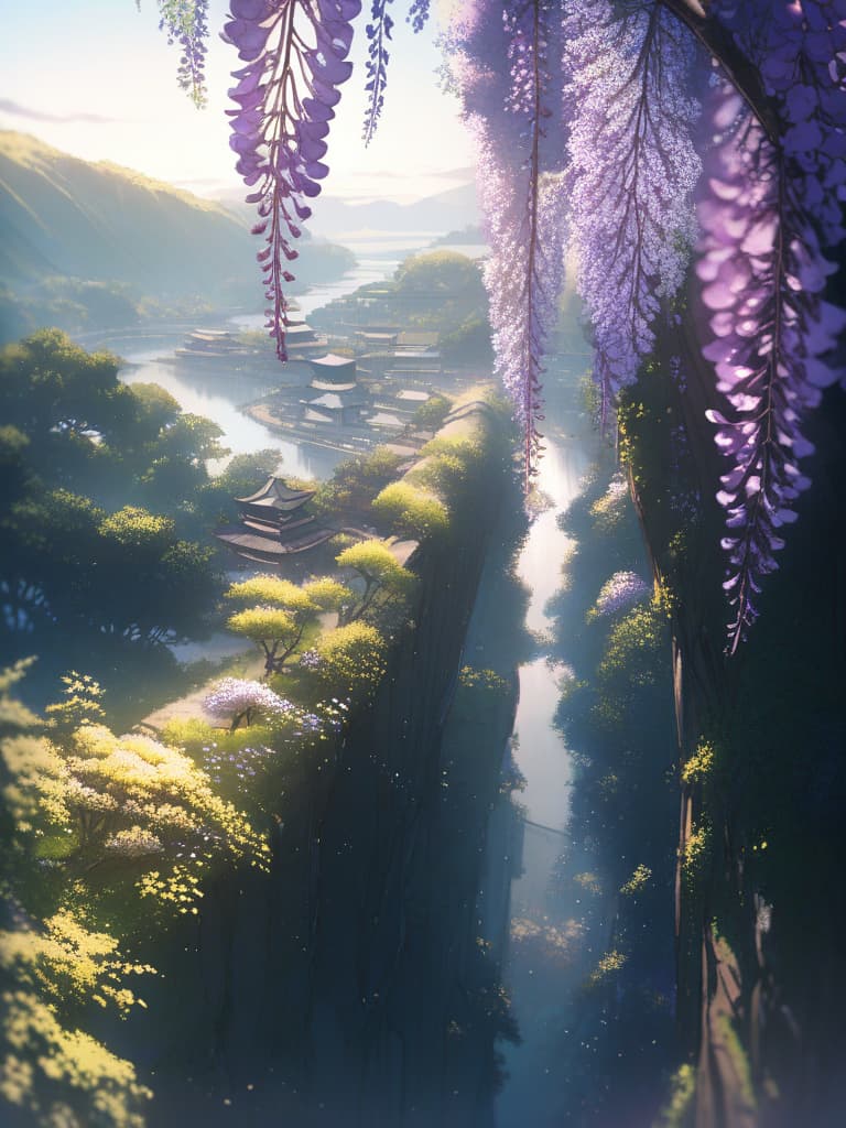  Japanese scenery, wisteria flower, masterpiece, best quality,8k,ultra detailed,high resolution,an extremely delicate and beautiful,hyper detail