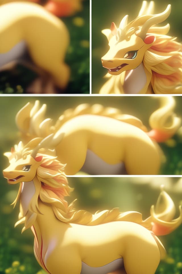  ((High quality, high quality, super resolution, good anatomy)) Masterpeace, Best of the best, wild Kirin, meadow, beautiful morning glow