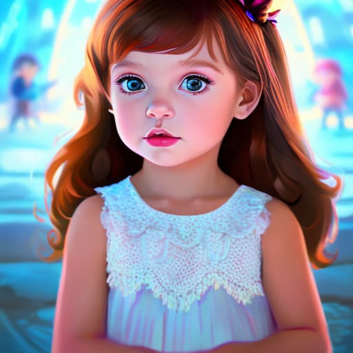 portrait+ style niña pequeña de 4 añitos superhoerina para q los villanos no hagan mal los seduce con su dizfraz cual tiene abujero por donde se les escapa enormes senos