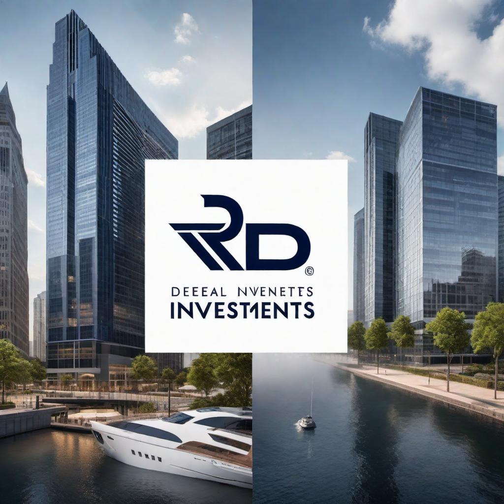  A professional and sleek logo for a corporate company named 'R Deal Investments.' The company specializes in commercial real estate acquisition and development. The logo should convey trust, excellence, and professionalism. Use colors like navy blue, silver, and white. Incorporate elements such as buildings or skyscrapers to symbolize real estate. The text 'R Deal Investments' should be clearly visible and integrated into the design while keeping it clean and modern without adding any extra letters. hyperrealistic, full body, detailed clothing, highly detailed, cinematic lighting, stunningly beautiful, intricate, sharp focus, f/1. 8, 85mm, (centered image composition), (professionally color graded), ((bright soft diffused light)), volumetric fog, trending on instagram, trending on tumblr, HDR 4K, 8K