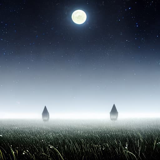  moon with dark night with grass on ground without anything or any people and dark black back ground hyperrealistic, full body, detailed clothing, highly detailed, cinematic lighting, stunningly beautiful, intricate, sharp focus, f/1. 8, 85mm, (centered image composition), (professionally color graded), ((bright soft diffused light)), volumetric fog, trending on instagram, trending on tumblr, HDR 4K, 8K