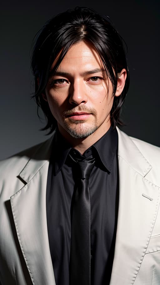  Best quality, masterpiece, ultra high res, (photorealistic:1.4), raw photo, (detail face:1.3), (realistic skin), deep shadow, dramatic lighting, stylish, fashionable, Norman Reedus, Daryl Dixon, Koshi Inaba, suit, handsome, cool, trendy, well-dressed, charismatic, rugged, stylish haircut, masculine, confident, edgy, chic, elegant, sophisticated, dapper, debonair, deep shadow, dramatic lighting, portrait, portrait size, unedited, symmetrical balance