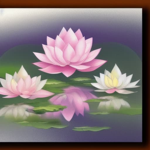  Image of 1 white lotus flower in heaven with serenity tone and holy spirituality mood create overall image in very lovely pastel palette