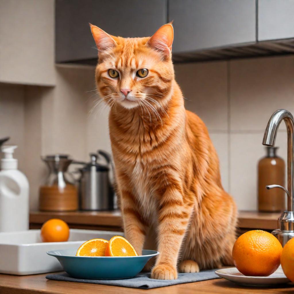  an orange cat washing dishes and yelling at her kids hyperrealistic, full body, detailed clothing, highly detailed, cinematic lighting, stunningly beautiful, intricate, sharp focus, f/1. 8, 85mm, (centered image composition), (professionally color graded), ((bright soft diffused light)), volumetric fog, trending on instagram, trending on tumblr, HDR 4K, 8K