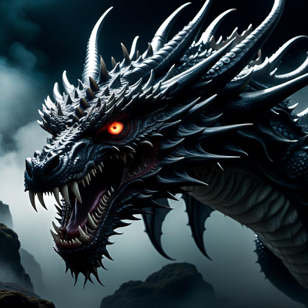  A terrible beast with numerous fanged tentacles and six eyes. Looks like a giant dragon. Black tears flow from its eyes. hyperrealistic, full body, detailed clothing, highly detailed, cinematic lighting, stunningly beautiful, intricate, sharp focus, f/1. 8, 85mm, (centered image composition), (professionally color graded), ((bright soft diffused light)), volumetric fog, trending on instagram, trending on tumblr, HDR 4K, 8K