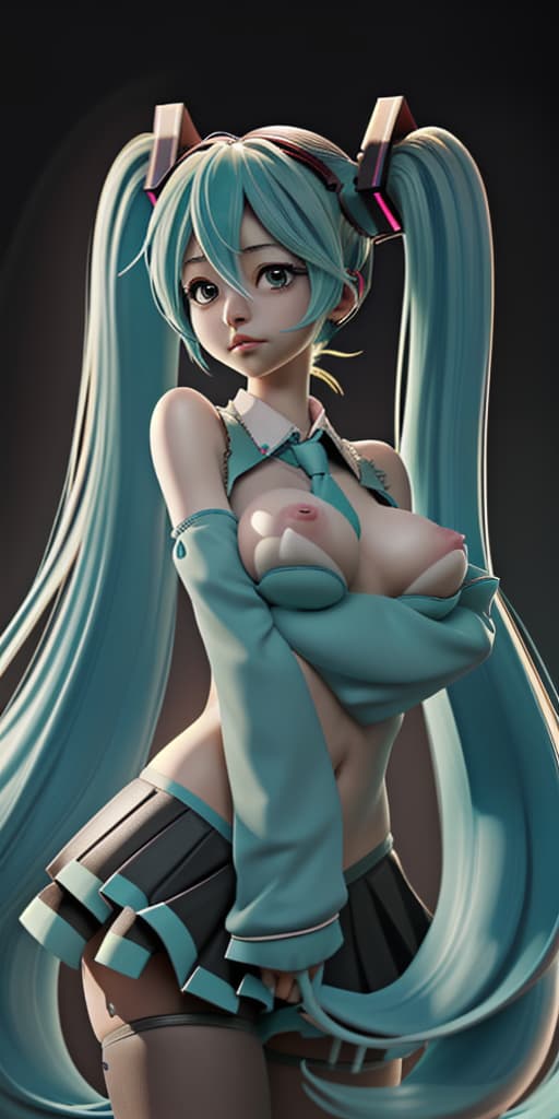  hatsune miku, huge tetas, desnuda