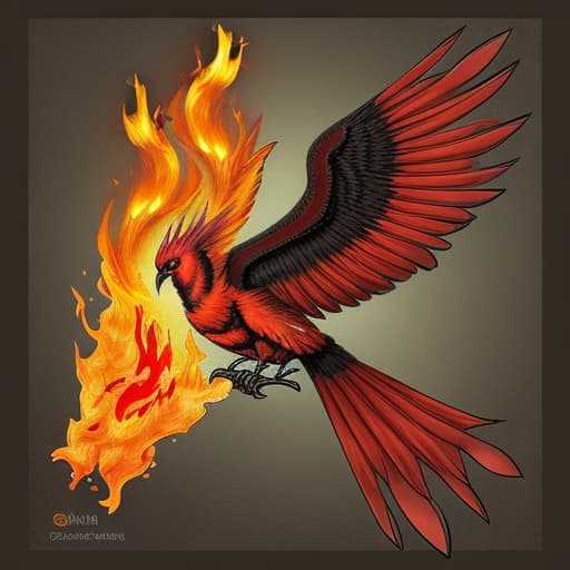  Pheonix bird with fire all over body