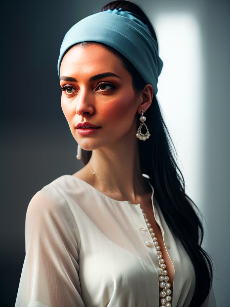  Painting of a girl with a pearl earring hyperrealistic, full body, detailed clothing, highly detailed, cinematic lighting, stunningly beautiful, intricate, sharp focus, f/1. 8, 85mm, (centered image composition), (professionally color graded), ((bright soft diffused light)), volumetric fog, trending on instagram, trending on tumblr, HDR 4K, 8K