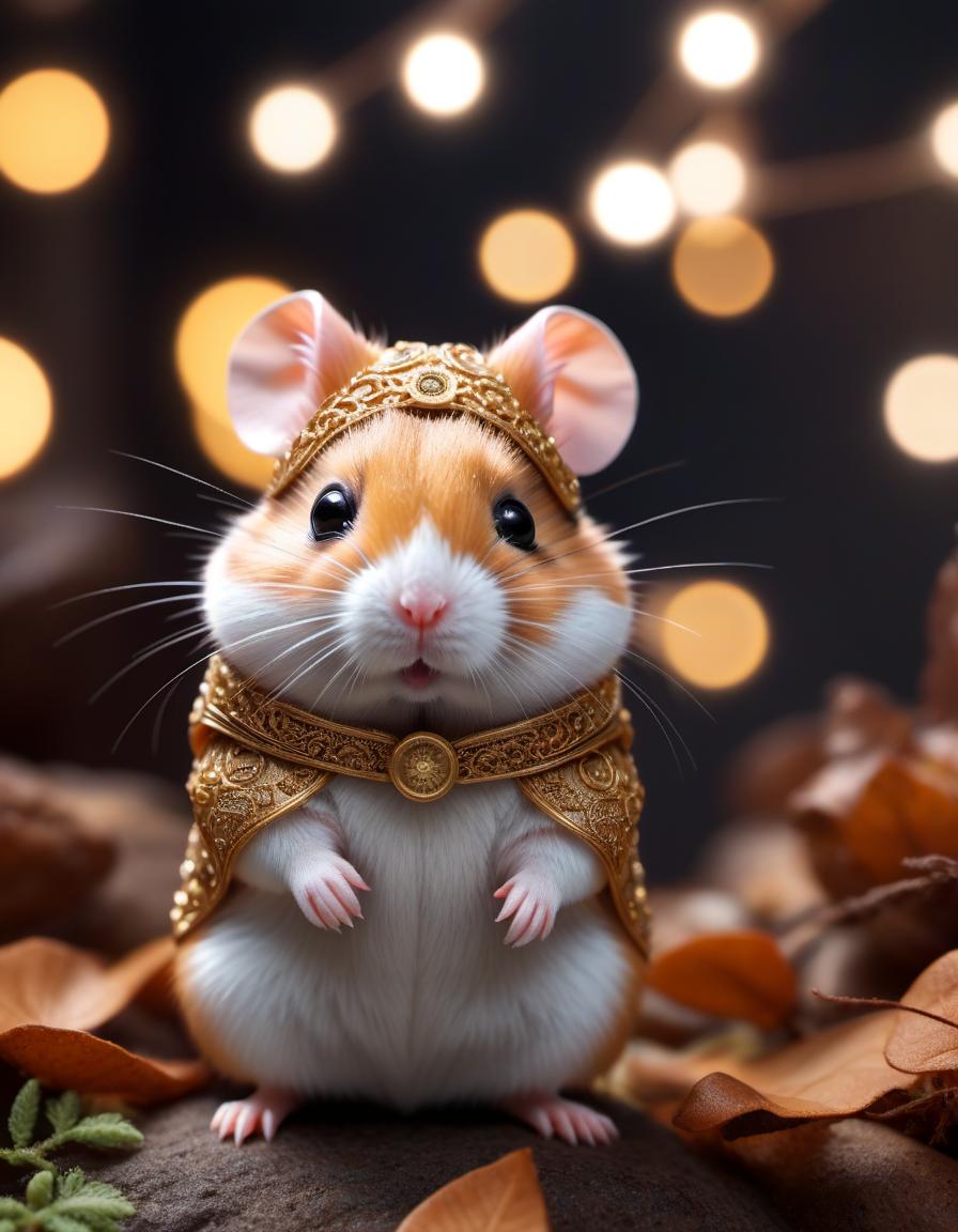  Notcoin Hamster hyperrealistic, full body, detailed clothing, highly detailed, cinematic lighting, stunningly beautiful, intricate, sharp focus, f/1. 8, 85mm, (centered image composition), (professionally color graded), ((bright soft diffused light)), volumetric fog, trending on instagram, trending on tumblr, HDR 4K, 8K