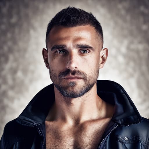 portrait+ style Russian queer gymnast brunette hunk dilf dude face