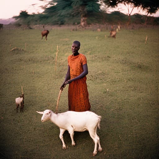 analog style slaughtering a goat in kondoa village in Tanzania