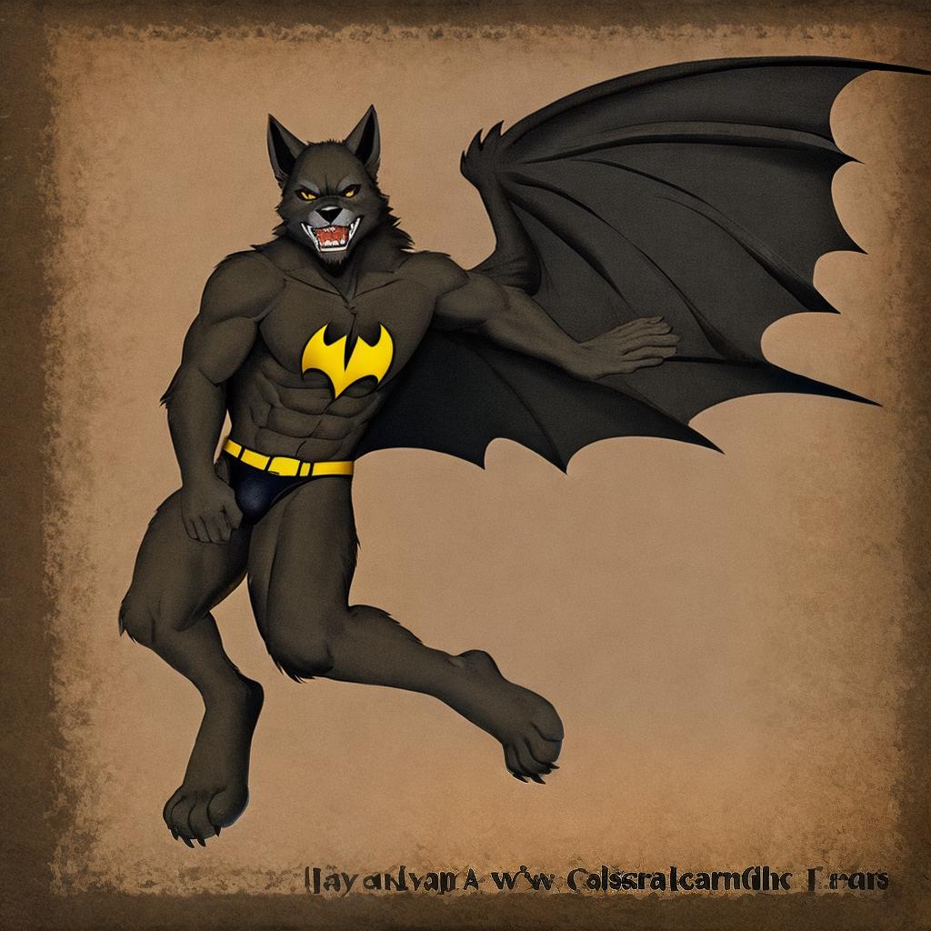  as clip art, werewolf wearing Batman underwear