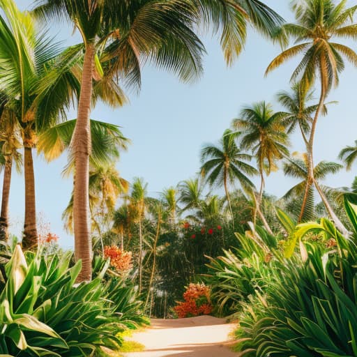 analog style Tropical Paradise hyperrealistic, full body, detailed clothing, highly detailed, cinematic lighting, stunningly beautiful, intricate, sharp focus, f/1. 8, 85mm, (centered image composition), (professionally color graded), ((bright soft diffused light)), volumetric fog, trending on instagram, trending on tumblr, HDR 4K, 8K