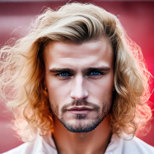 portrait+ style Russian queer fitness model blonde hunk dilf dude face