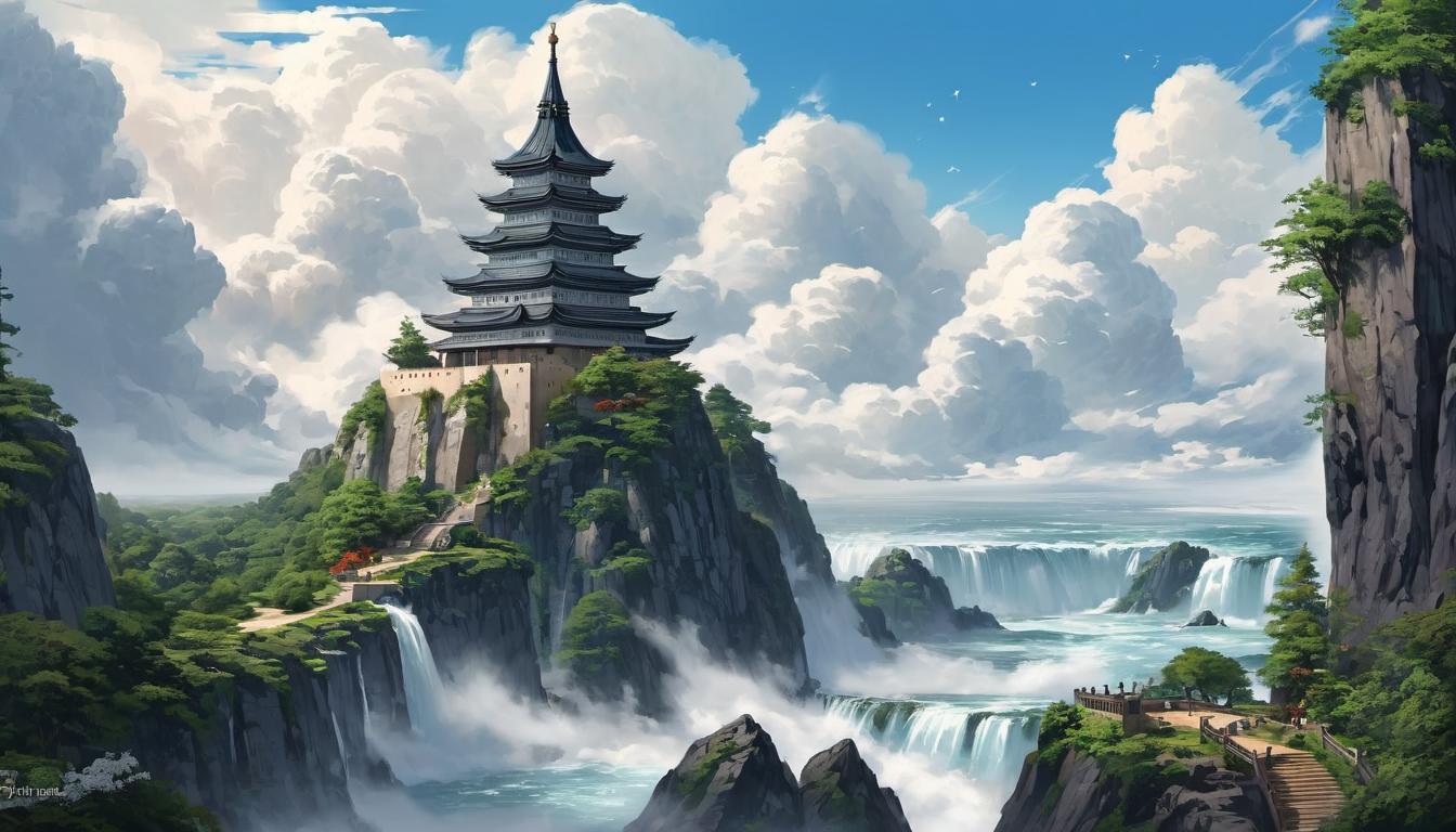  digital painting of Tower extending into the sky, beyond the clouds, aspirational goal, transcending mortal limits, scale and perspective enhancing grandiosity looking at viewer, dynamic pose, (intricate details, masterpiece, best quality)