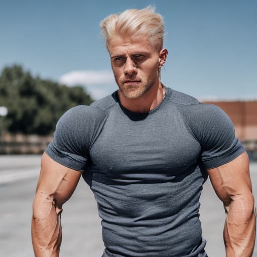 portrait+ style Russian queer fitness model blonde hunk dilf dude face