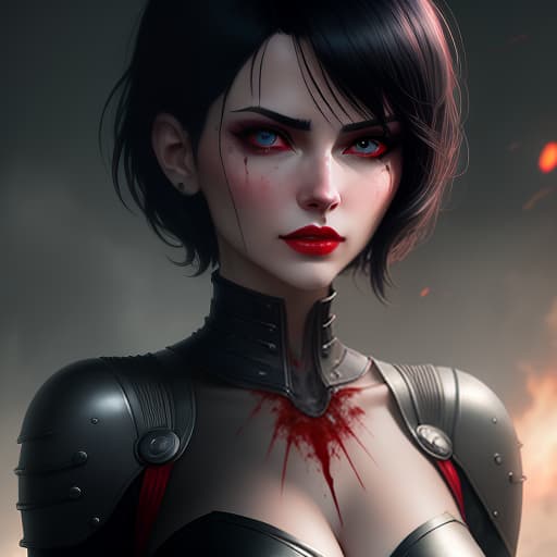  Anime style face of a girl with black short hair, blue eyes, red lips, and white headphones., dark , creepy , blood , monsters , by Jason Engle , Carlos Huante , Charlie Bowater , Simon Lee , Brom hyperrealistic, full body, detailed clothing, highly detailed, cinematic lighting, stunningly beautiful, intricate, sharp focus, f/1. 8, 85mm, (centered image composition), (professionally color graded), ((bright soft diffused light)), volumetric fog, trending on instagram, trending on tumblr, HDR 4K, 8K