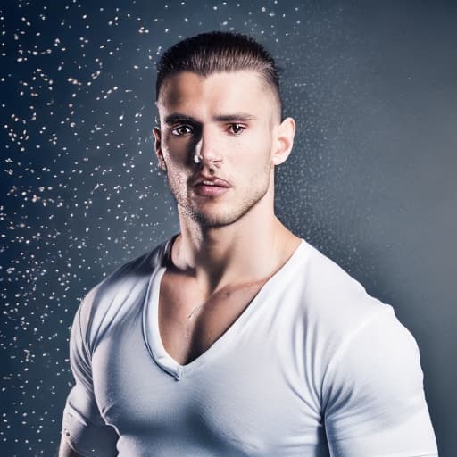 portrait+ style Russian queer gymnast brunette hunk dude face