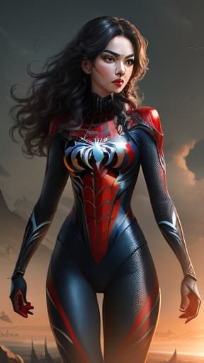  Beautiful as spider women, , masterpieces, top quality, best quality, official art, beautiful and aesthetic, realistic, 4K, 8K