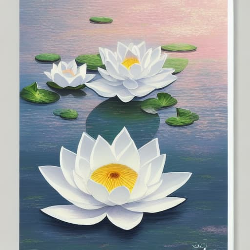  Image of 1 white lotus flower in heaven with serenity tone and holy spirituality mood create overall image in very lovely pastel palette