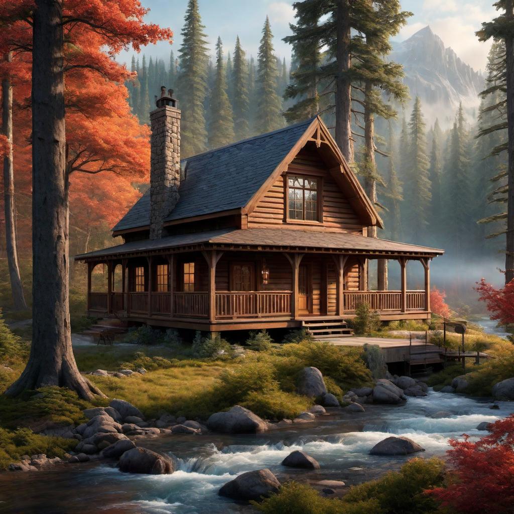  a detailed tattoo design of a cabin in the woods. The scene should include tall trees surrounding the cabin, birds flying above, and a couple of animals like a deer and a fox nearby. The style should be intricate and realistic, with a touch of artistic flair to make it suitable for a tattoo. hyperrealistic, full body, detailed clothing, highly detailed, cinematic lighting, stunningly beautiful, intricate, sharp focus, f/1. 8, 85mm, (centered image composition), (professionally color graded), ((bright soft diffused light)), volumetric fog, trending on instagram, trending on tumblr, HDR 4K, 8K